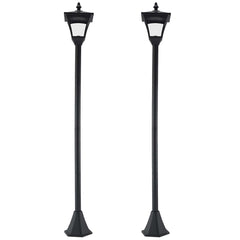 Outsunny Set of 2 Outdoor Garden Solar Post Lamp Sensor Dimmable LED Lantern Bollard IP44 Energy-saving 1.2M Tall, Black