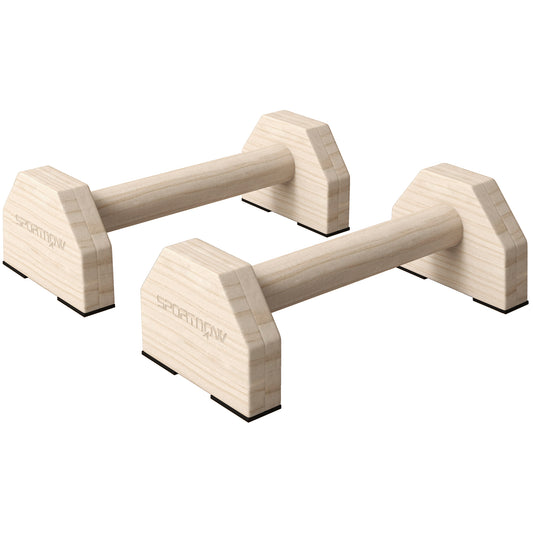 SPORTNOW Wooden Parralletes Bars, Push Up Handles with Non-Slip Base, Calisthenics Equipment, for Home Gym, Training