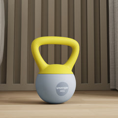 SPORTNOW Soft Kettlebell, 4kg Kettle Bell with Non-Slip Handle for Home Gym Weight Lifting and Strength Training, Yellow and Grey