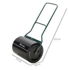 Outsunny √è‚Ä†50cm Steel Garden Lawn Roller Push Pull w/ Fillable Cylinder Water Sand Plug Lawn Flatten Seed Sow Rolling Drum w/ Handle