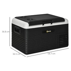 Outsunny 30L Car Refrigerator, Portable Compressor Car Fridge Freezer, Electric Cooler Box with 12/24V DC and 110-240V AC for Camping, Driving, Picnic, Down to -20√¢‚Äû∆í