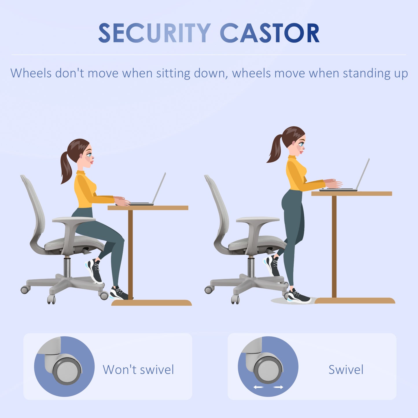 Vinsetto Office Chair, Breathable Mesh Swivel Desk Chair with Adjustable Height and 360 Degree Swivel Security Wheels for Home Office, Study, Grey