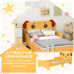 ZONEKIZ Puppy-Themed Kids Bed, for Ages 3-6 Years, 143 x 74 x 58cm