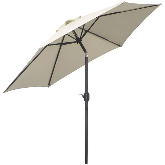 Outsunny2.6M Garden Parasol Umbrella with Tilt and Crank, Outdoor Sun Parasol Sunshade Shelter with Aluminium Frame, Grey