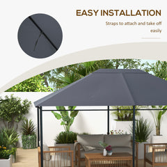 Outsunny 3 x 4m Gazebo Canopy Replacement Cover, Gazebo Roof Replacement (TOP COVER ONLY), Dark Grey