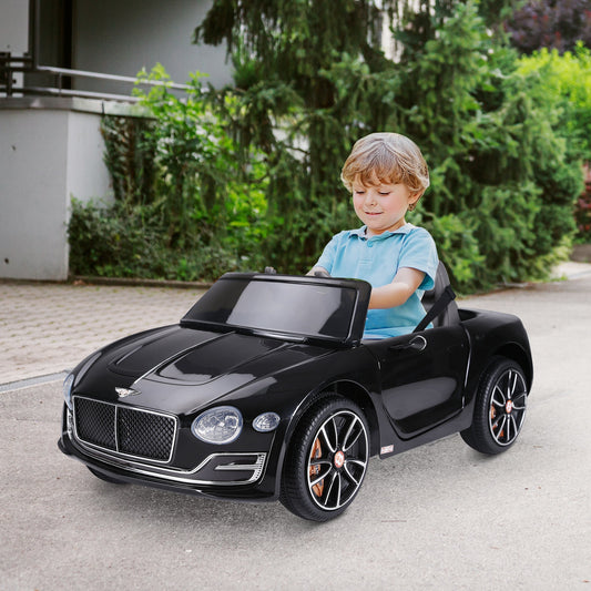 HOMCOM Bentley GT Licensed 12V Electric Car for Kids, Kid's Electric Ride on with Remote Control, Ride on Car with LED Lights, Music, for 3-5 Years, Black