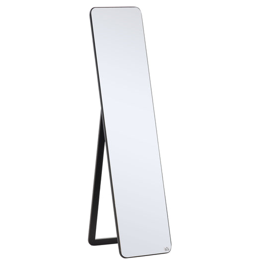 HOMCOM Full Length Mirror, Free Standing or Wall Hanging, Tall Full Body Mirror for Bedroom, Hallway, Black