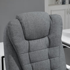 Vinsetto Office Chair, Computer Desk Chair, Linen Fabric Swivel Rolling Task Chair with Large Soft Padded Cushion, 135√Ç¬∞ Reclining Backrest and Retractable Footrest, Grey