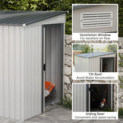 Outsunny 7 x 5ft Galvanised Metal Shed, with Sliding Door - White