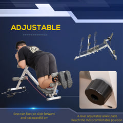 HOMCOM 2-IN-1 Core Abdominal Ab Trainer Sit Up Bench with LCD Screen, Adjustable Fitness Crunch Machine for Home GYM