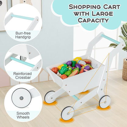 Kids Supermarket Shopping Set with Shopping Cart and Cash Register-White