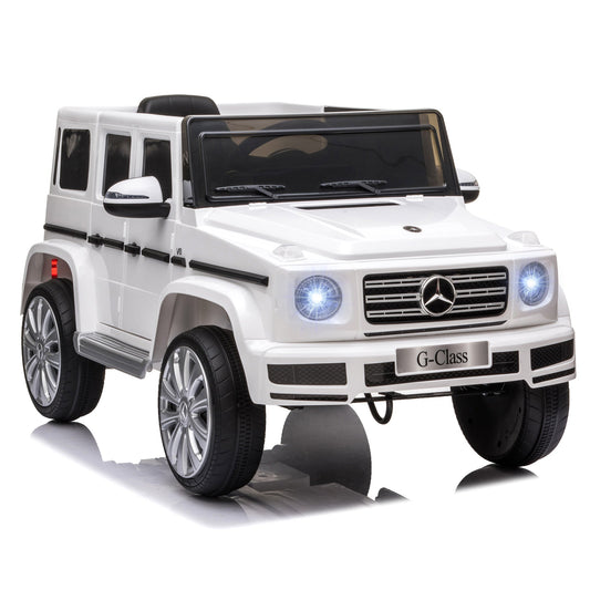 HOMCOM Mercedes Benz G500 Licensed 12V Kids Electric Ride On Car Toy with Parental Remote Control Battery-powered 2 Motors Music Lights MP3 for 3-8 Years Old White