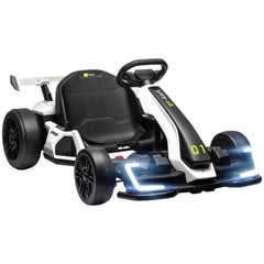 HOMCOM 24V Electric Go Kart for Kids with Adjustable Seat for 6-12 Years, White