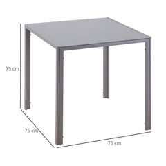 HOMCOM Modern Square Dining Table for 2-4 People, with Glass Top & Metal Legs for Dining Room, Living Room, Grey