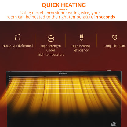 HOMCOM POWER Convector Radiator Freestanding or Wall-mounted Heating with 2 Heat Settings Safety Cut-Off, Black