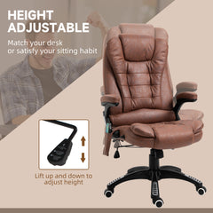 Vinsetto Massage Recliner Chair Heated Office Chair with Six Massage Points Microfiber Cloth 360√Ç¬∞ Swivel Wheels Brown