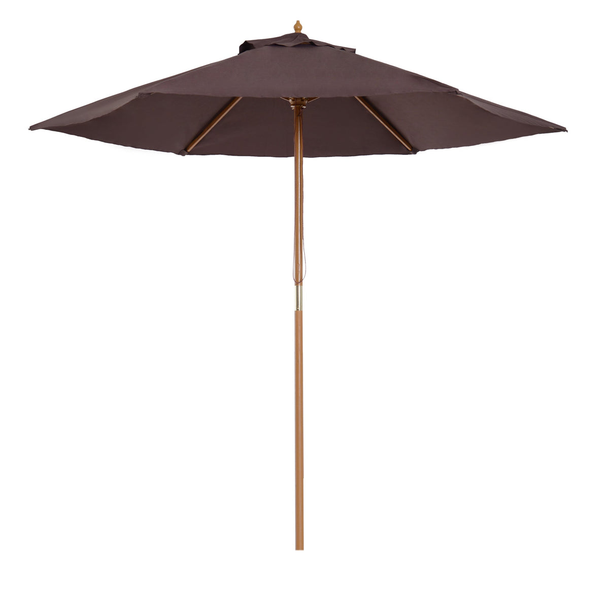 Outsunny 2.5m Wood Garden Parasol Sun Shade Patio Outdoor Wooden Umbrella Canopy Coffee