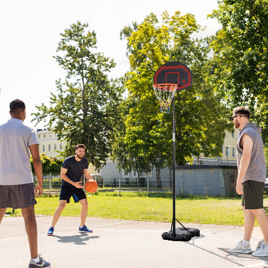 HOMCOM Basketball Hoop Stand Portable Adjustable Height 2.1-2.6m w/ Wheels, Sturdy Rim Stable Base, Black