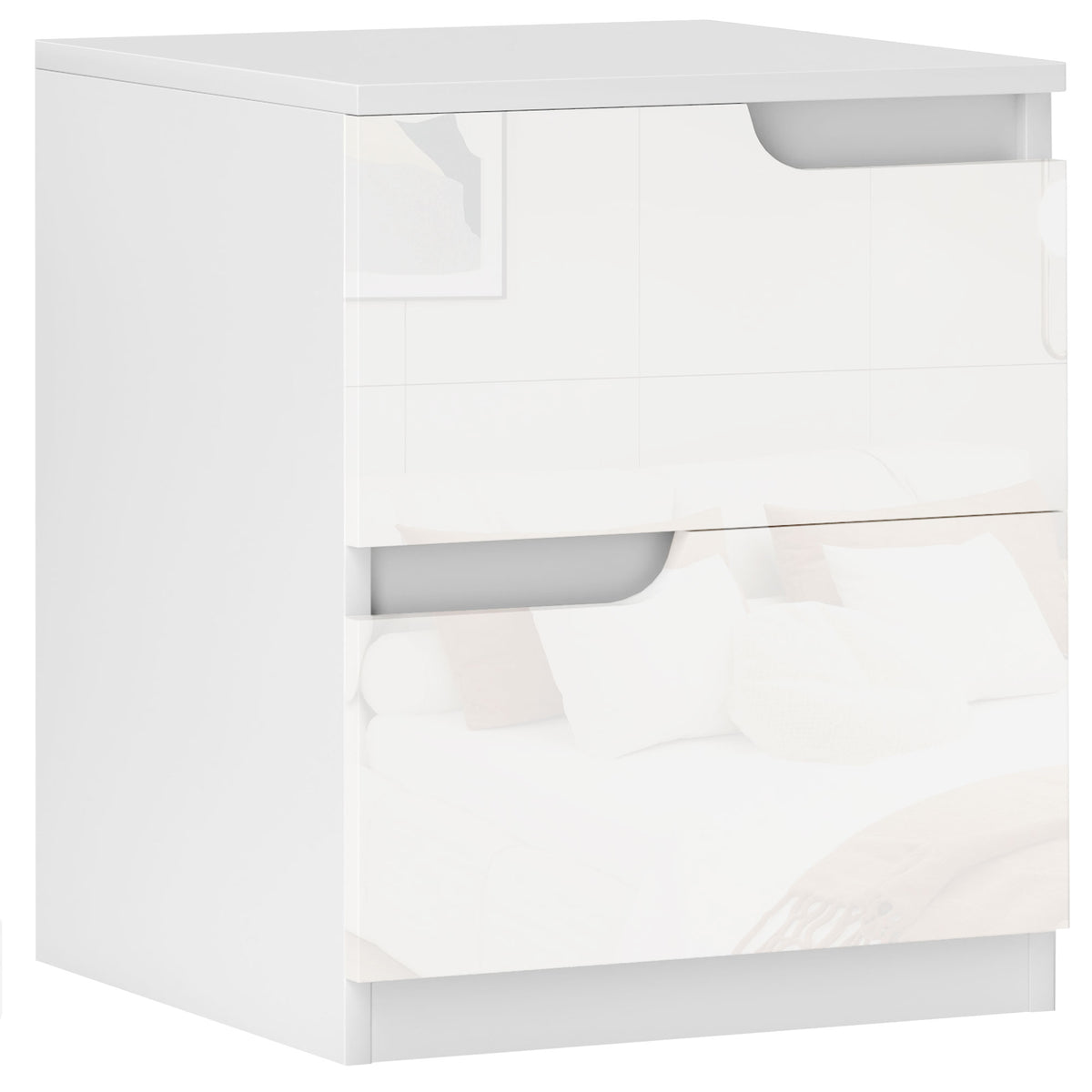 HOMCOM High Gloss Bedside Table - White