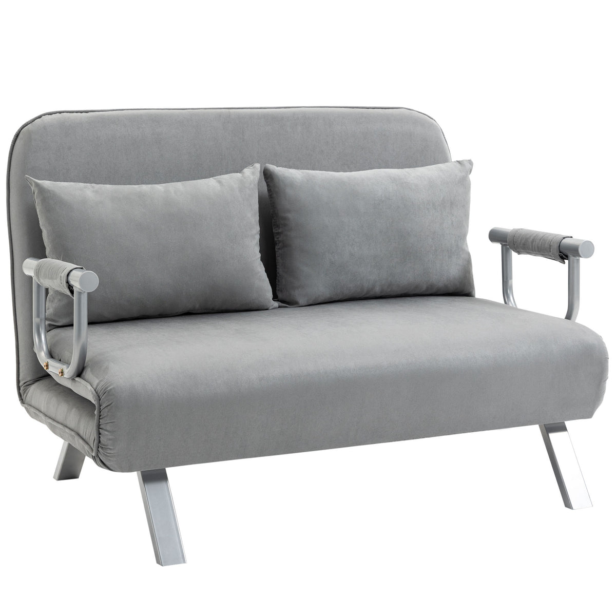 HOMCOM Two-Seater Click-Clack Sofa Bed - Light Grey