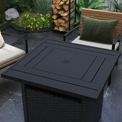 Outsunny 72.5 x 72.5cm 50,000 BTU Fire Pit Table, with Cover - Black