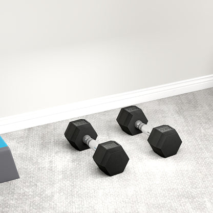 HOMCOM 2x6kg Hex Dumbbells Set Rubber Dumbbells Weight Lifting Equipment Fitness Home Gym