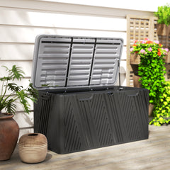 Outsunny 380L Waterproof Outdoor Storage Box, with Lockable Lid - Black