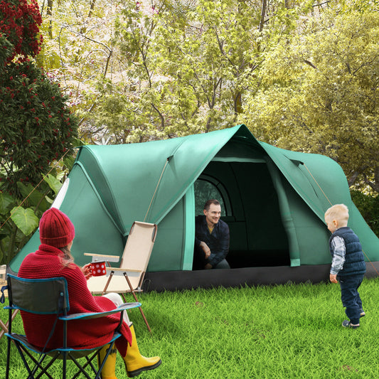 Outsunny 5-6 Man Dome Camping Tent - Dark Green