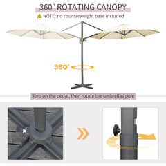 Outsunny 3 x 3(m) Cantilever Parasol with Cross Base, Garden Umbrella with 360√Ç¬∞ Rotation, Crank Handle and Tilt for Outdoor, Patio, Cream White