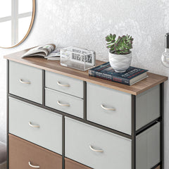 HOMCOM Bedroom Chest of Drawers, 10 Drawer Dresser with Foldable Fabric Drawers and Steel Frame, Multicolour