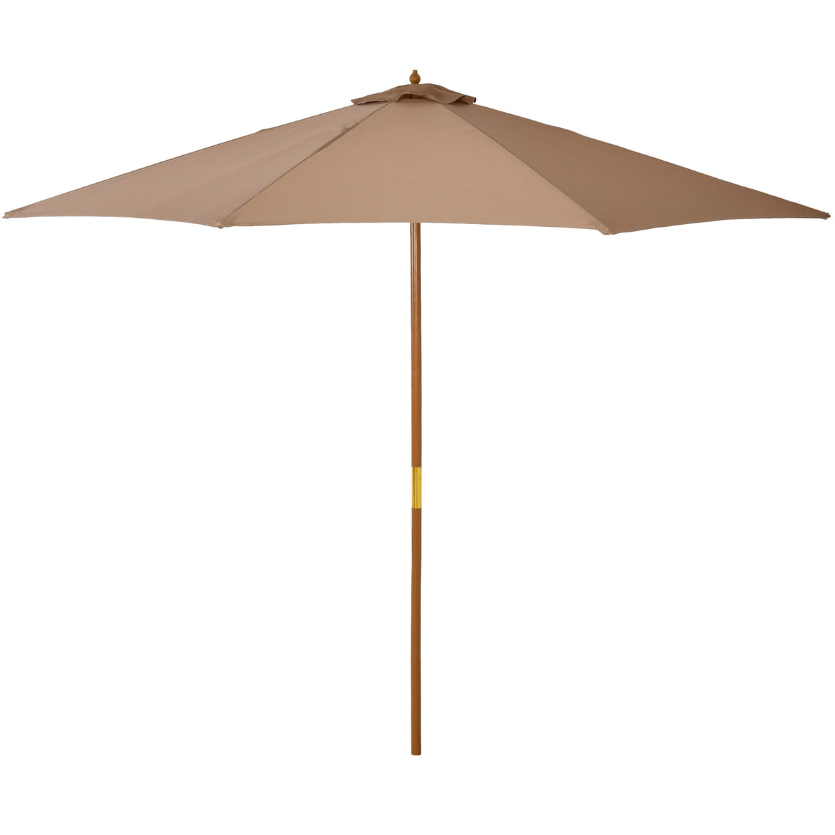 Outsunny 3(m) Garden Umbrella Wooden Parasol 8 Ribs Bamboo Sun Shade Patio Outdoor Umbrella Canopy Khaki