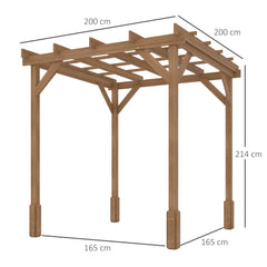 Outsunny 2 x 2m Wooden Pergola Kit, Decorative Garden Gazebo Shelter with Stable Structure for Climbing Vines, Flowers, Dark Brown