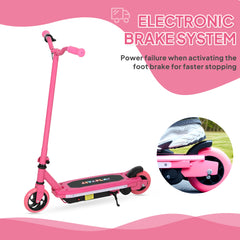 AIYAPLAY Electric Scooter for Ages 6-14, with Colourful Light and Electric Brake, Electric Scooter E Scooter, Up to 10 KM/H & 8 KM, Pink