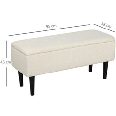 HOMCOM 47L Teddy Fleece Storage Ottoman - Cream