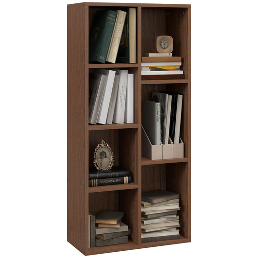 HOMCOM Seven-Cube Bookcase - Walnut Wood Effect