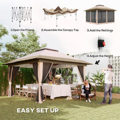 Outsunny 3.6 x 3.6m Pop-Up Gazebo, with Accessories - Beige