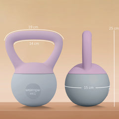 SPORTNOW Soft Kettlebell, 4kg Kettle Bell with Non-Slip Handle for Home Gym Weight Lifting and Strength Training, Purple and Grey