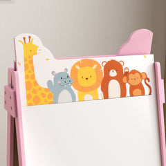 AIYAPLAY 2 in 1 Kids Easel with Whiteboard, Chalkboard, Storage Boxes, for Ages 3-8 Years, Pink