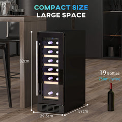 HOMCOM 19 Bottle 5-18√¢‚Äû∆í Wooden Rack Wine Fridge - Black