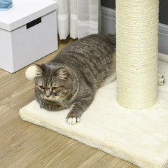 PawHut Cat Tree, with Sisal Wrapped Scratching Post - Cream