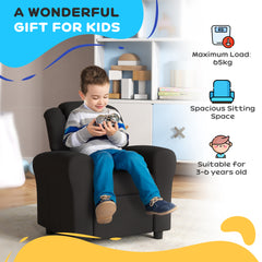 HOMCOM Kids Recliner Chair, PU Leather with Adjustable Backrest, Footrest, Padded Headrest, Black