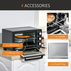 HOMCOM 21L Mini Countertop Oven, 100√Ç¬∞C-230√Ç¬∞C Adjustable Temp - Black