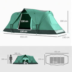 Outsunny 5-6 Man Dome Camping Tent - Dark Green