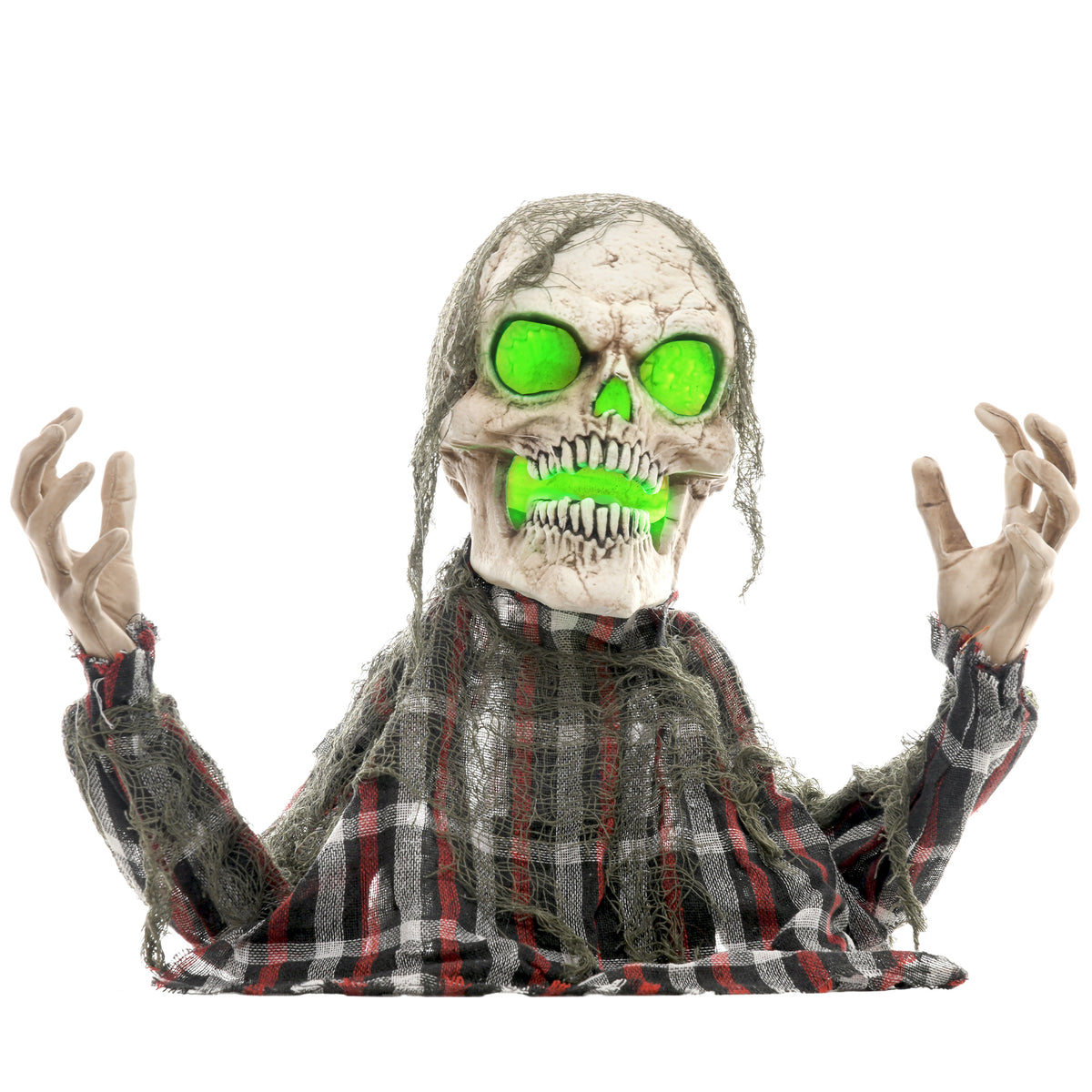 HOMCOM 70cm Groundbreaker Skeleton Halloween Animatronic, with Glowing Eyes