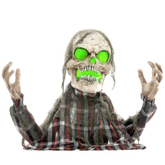 HOMCOM 70cm Groundbreaker Skeleton Halloween Animatronic, with Glowing Eyes