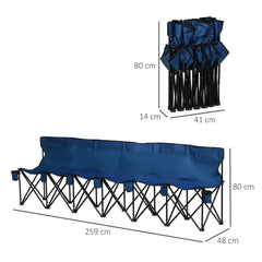 Outsunny 6 Seater Folding Camping Chair with Cup Holder & Carry Bag - Blue