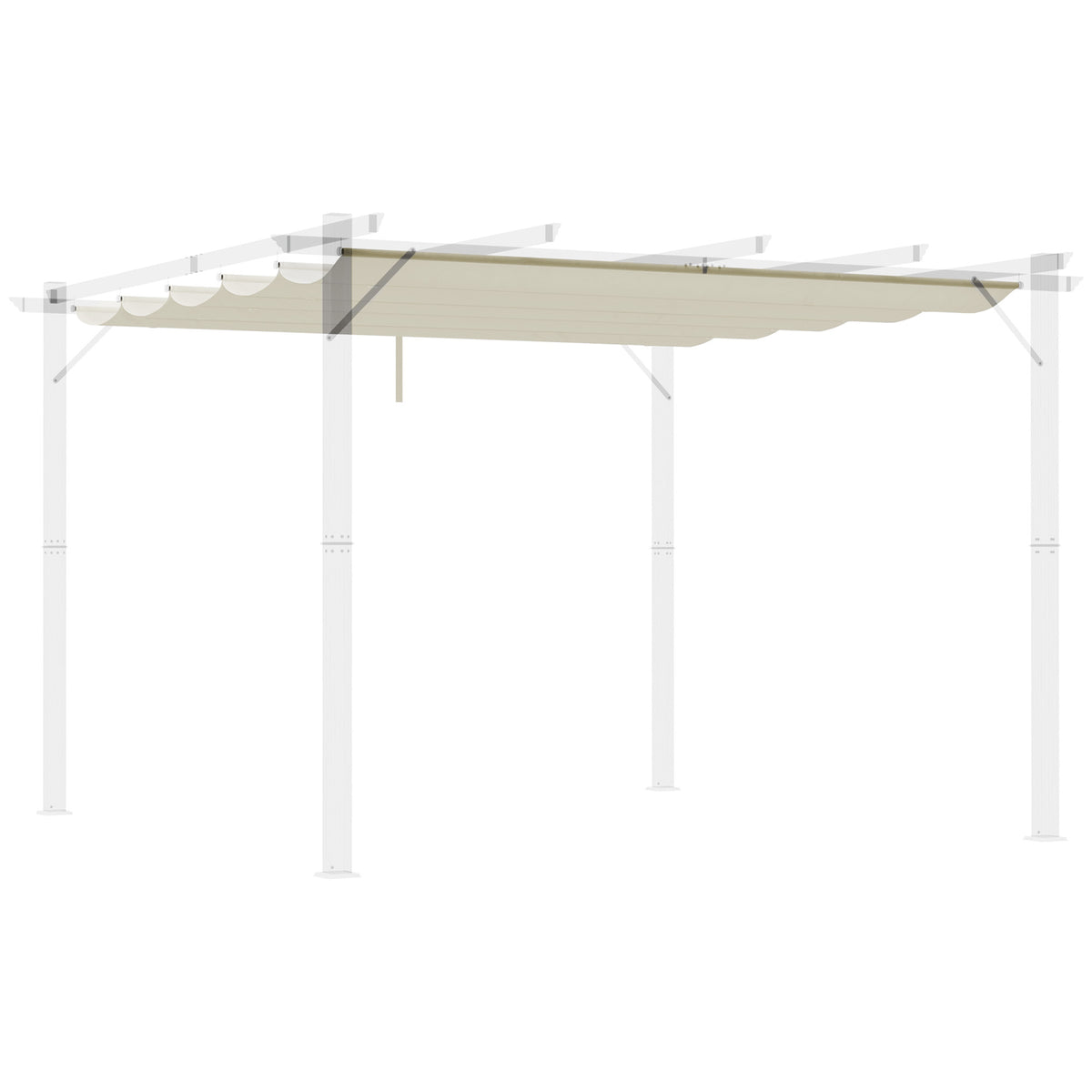 Outsunny Retractable Pergola Shade Cover, Replacement Canopy Fabric for 3 x 3 (m) Pergola, Gazebo Retractable Roof, Cream White