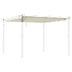 Outsunny Retractable Pergola Shade Cover, Replacement Canopy Fabric for 3 x 3 (m) Pergola, Gazebo Retractable Roof, Cream White