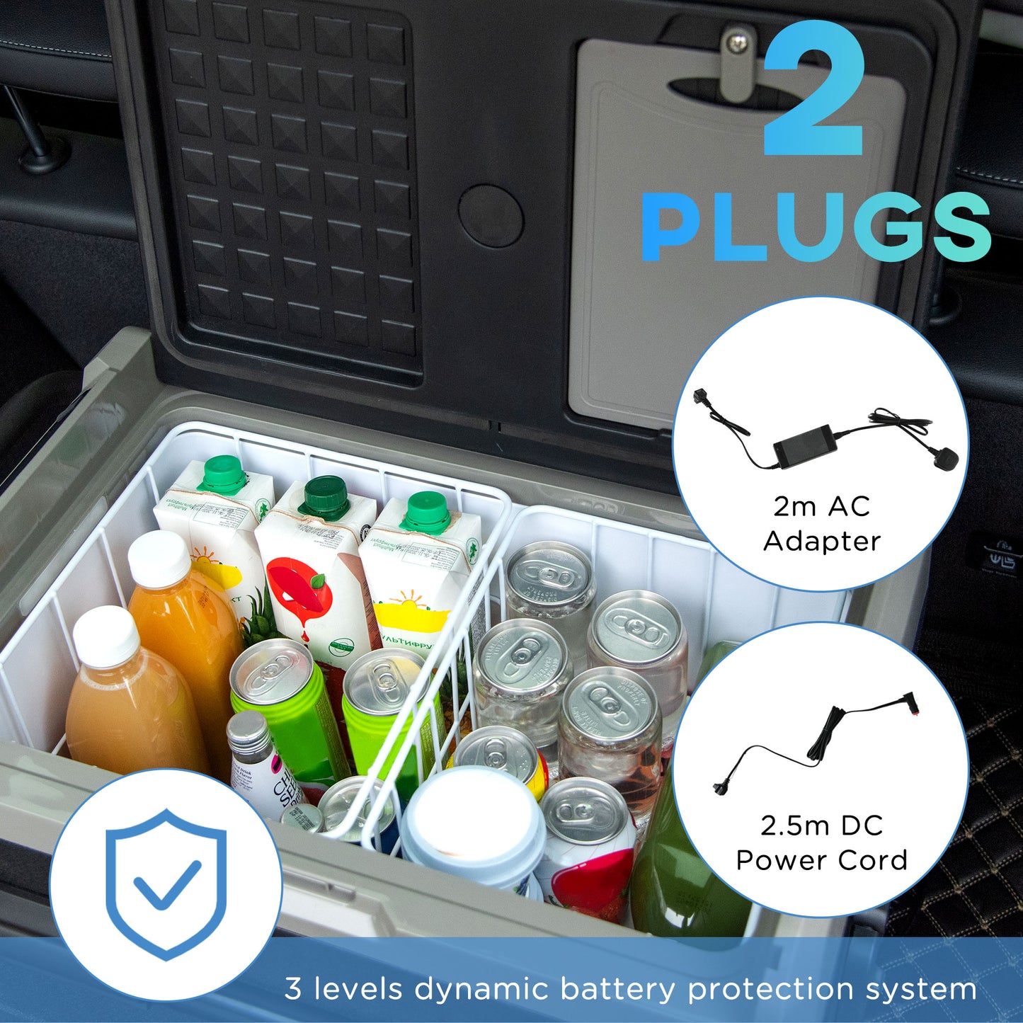 Outsunny 50L Car Refrigerator, Portable Compressor Cooler Box, Fridge Freezer w/ Inner LED Light, Foldable Handles, Cup Holders, 12/24V DC and 110-240V AC for Campervan RV Boat Travel Down to -20√¢‚Äû∆í
