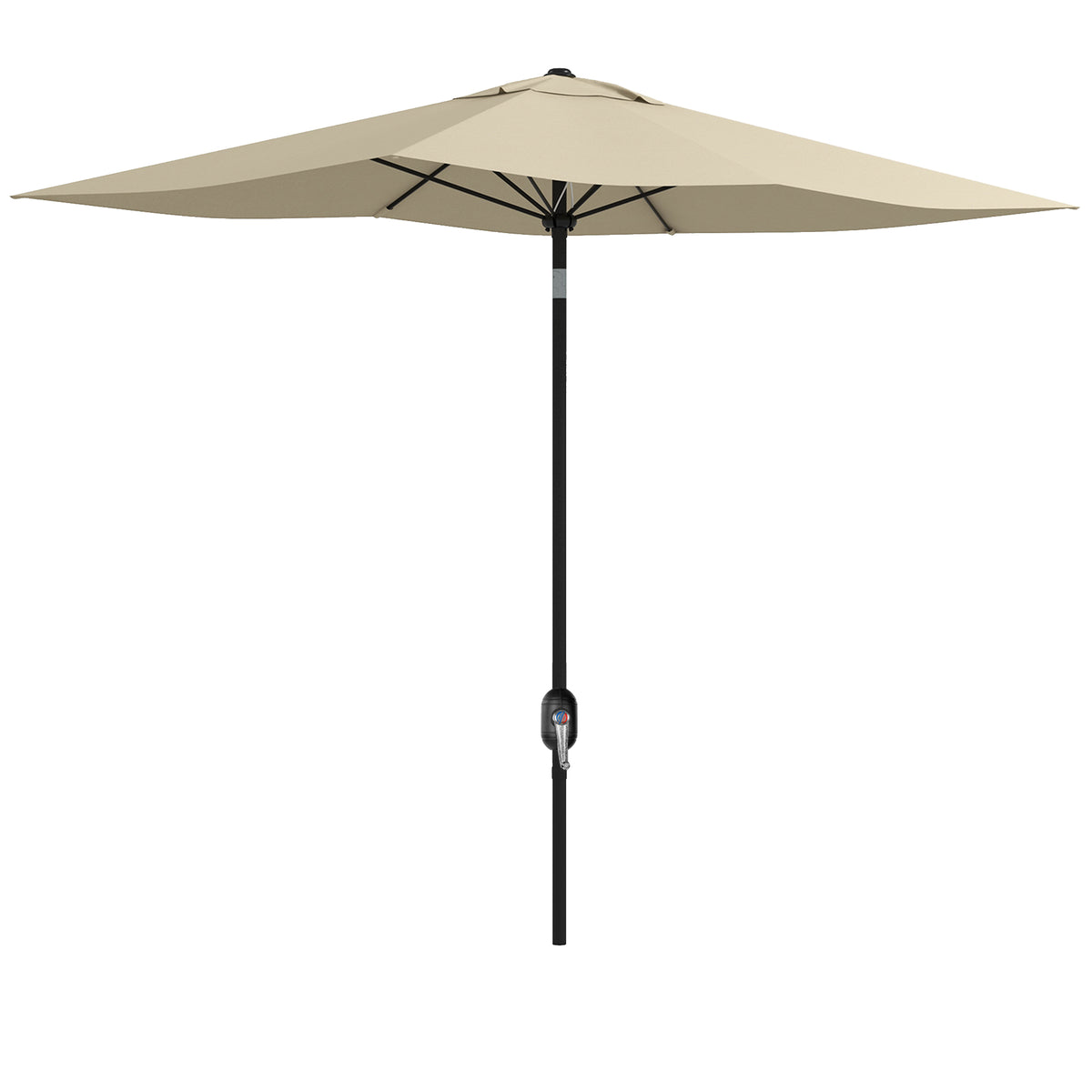 Outsunny 2 x 3(m) Garden Parasol Umbrella, Rectangular Outdoor Market Umbrella Sun Shade with Crank & Push Button Tilt, 6 Ribs, Aluminium Pole, Cream White